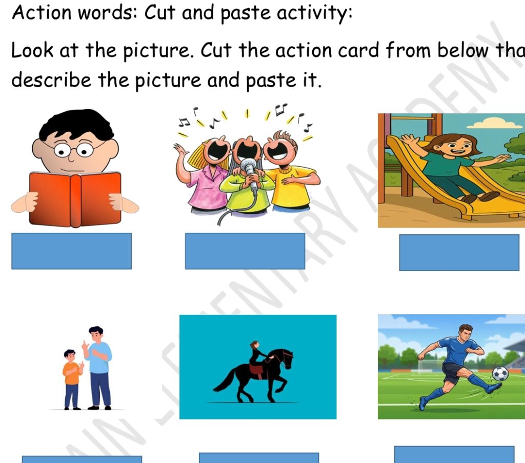 Download free Action words worksheets